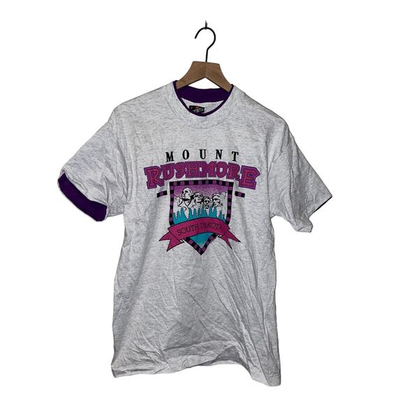 Vintage Mount Rushmore Shirt South Dakota Gray Purple Graphic Tee 90s VTG Medium - Picture 1 of 15